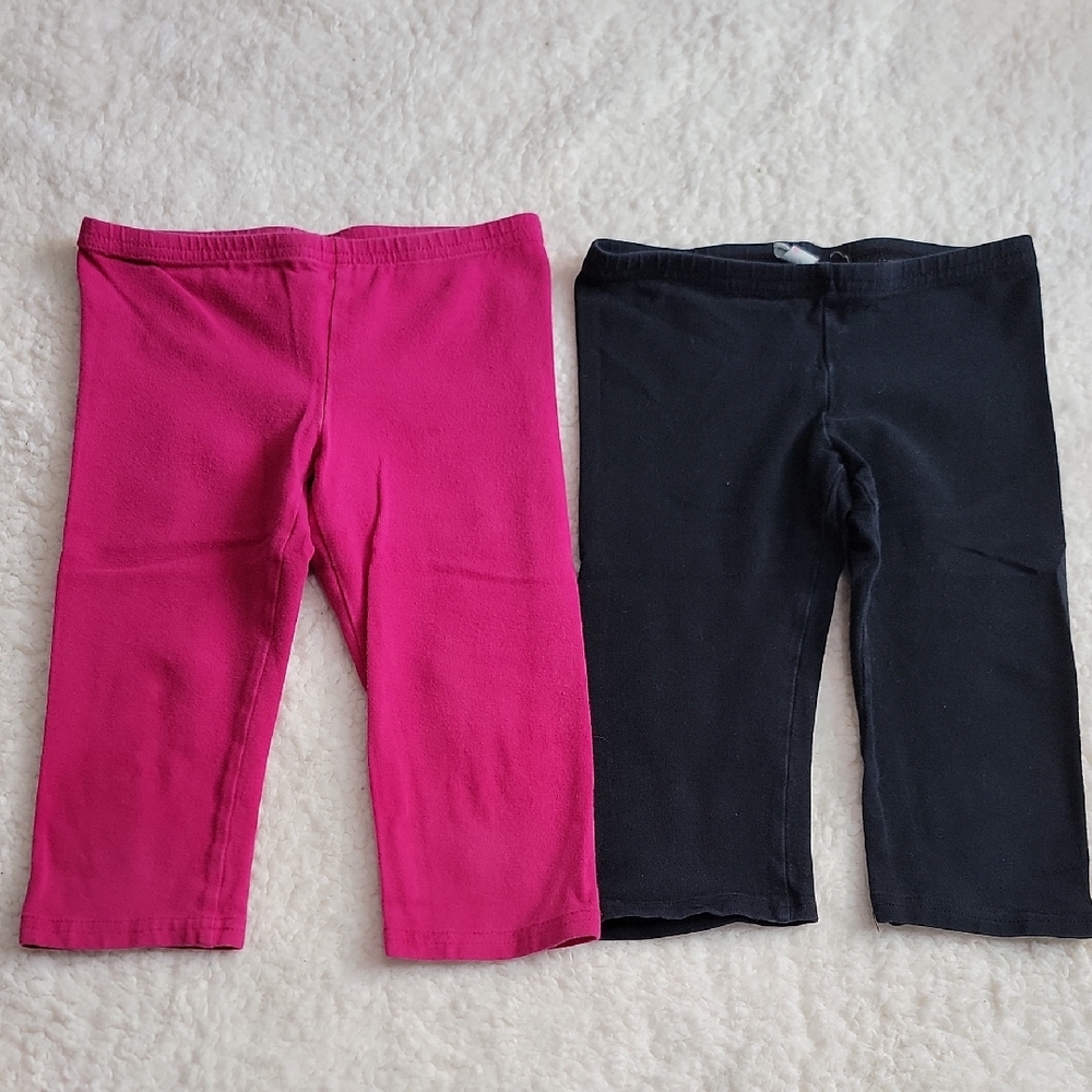 Old Navy XS Pink Black Cropped Capri Leggings Set
